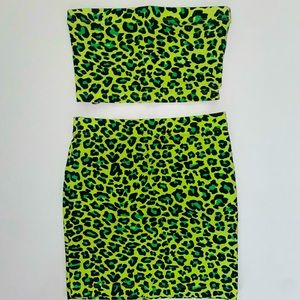 Forever 21 two piece leopard skirt set